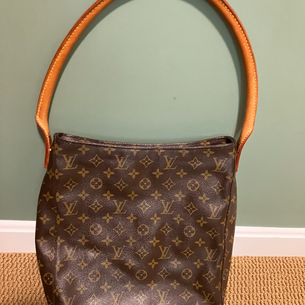 Louis Vuitton Brown and Tan Monogram Large Looping Bag